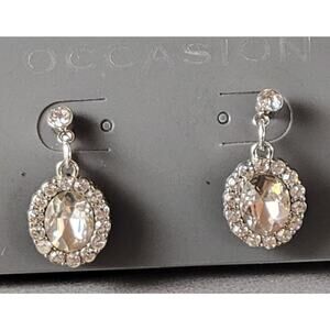 Clear Faux Crystal Drop Earring by Occasion New on Card Rhinestones Prom Wedding